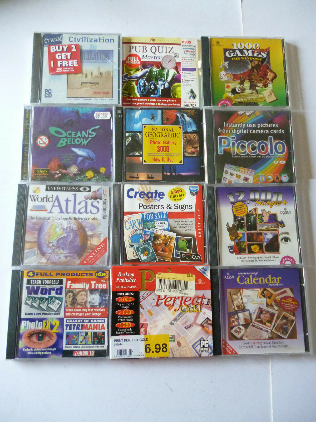 Lot x 12 PC CD-Rom Video Games + Software Discs For Windows 95/98