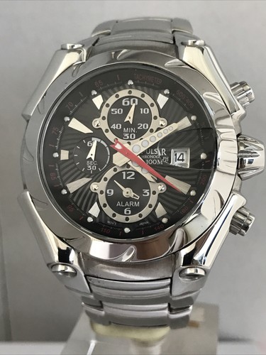 Pulsar By Seiko Men's Alarm Chronograph Stainless Steel Bracelet