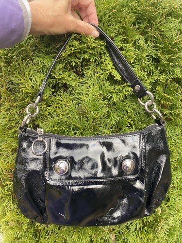 Coach Hobo Bag Soho Crescent Satchel Black Patent Leather Y2K Vnt
