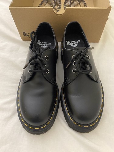 Dr. Martens 1461 Quad Polished Smooth Platform Oxfords Black - W