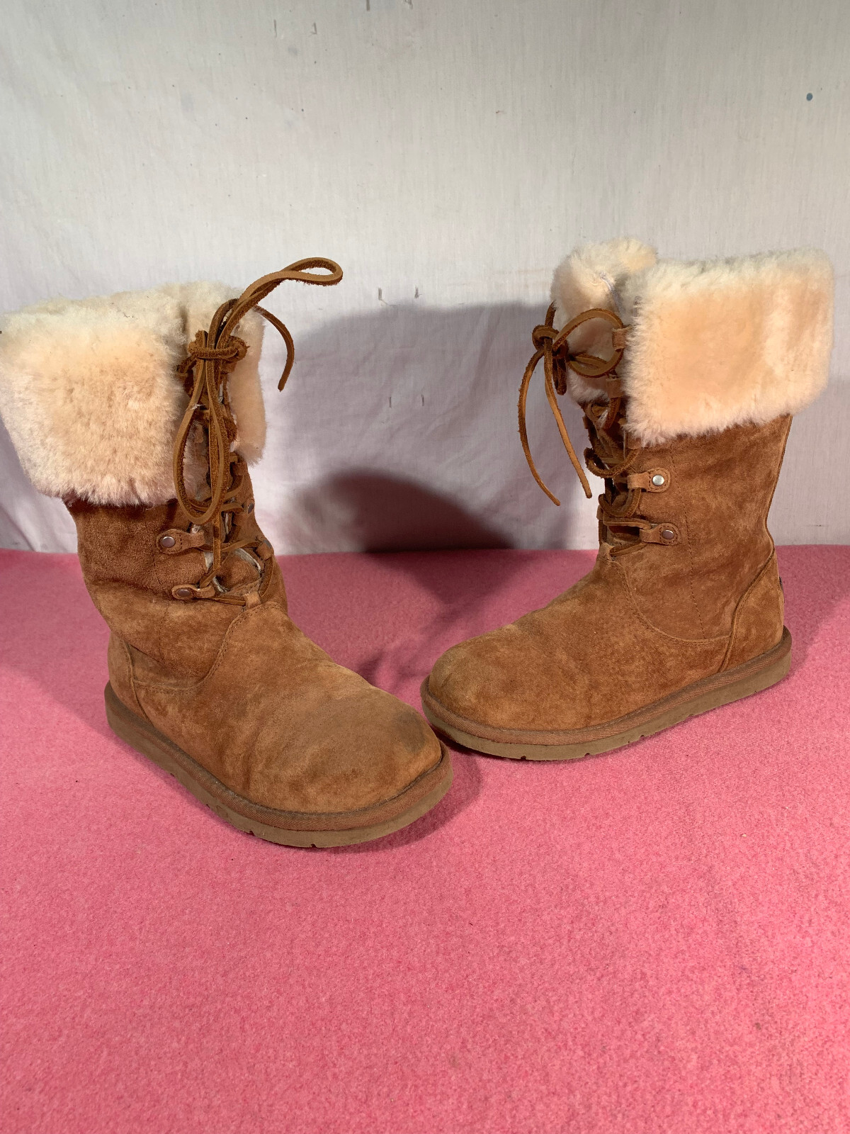 UGG Australia Montclair Chestnut 1892 Lace Up Fur Lined Boots