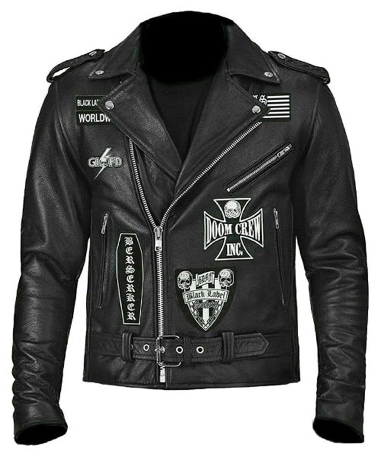 BLS Zakk Wylde Black Label Society Mens Genuine Leather Biker