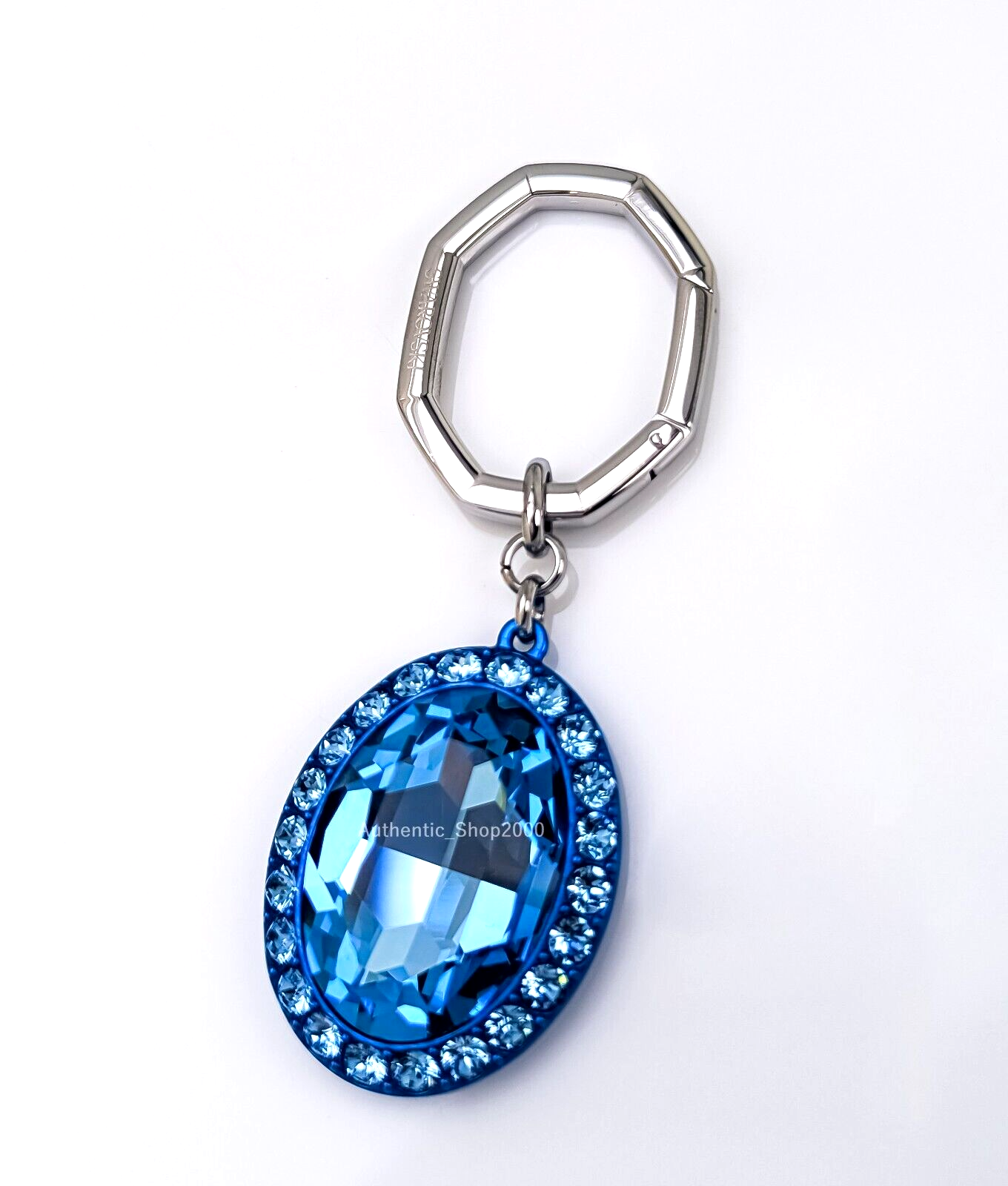 New in Box SWAROVSKI Aqua Blue Crystal Lucent Charm Key Ring