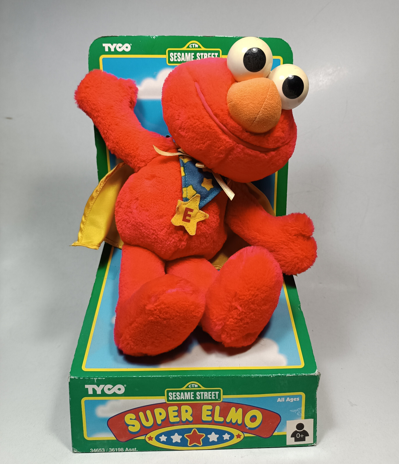 TYCO VTG 1998 SESAME STREET SUPER ELMO PLUSH DOLL EUROPEAN TOY