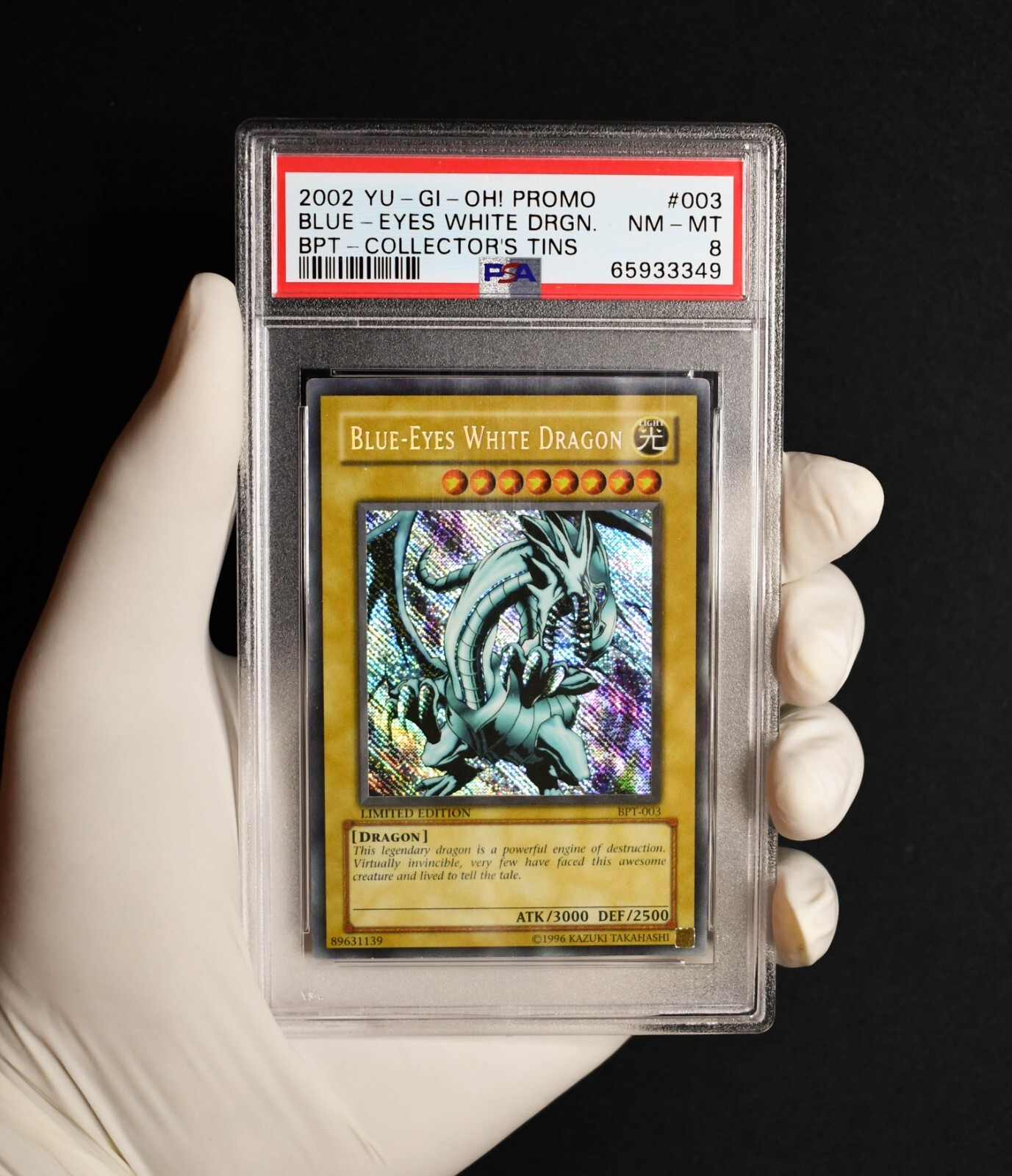 YuGiOh Blue Eyes White Dragon (Reverse Holo) BPT-003 NM-MINT PSA 8