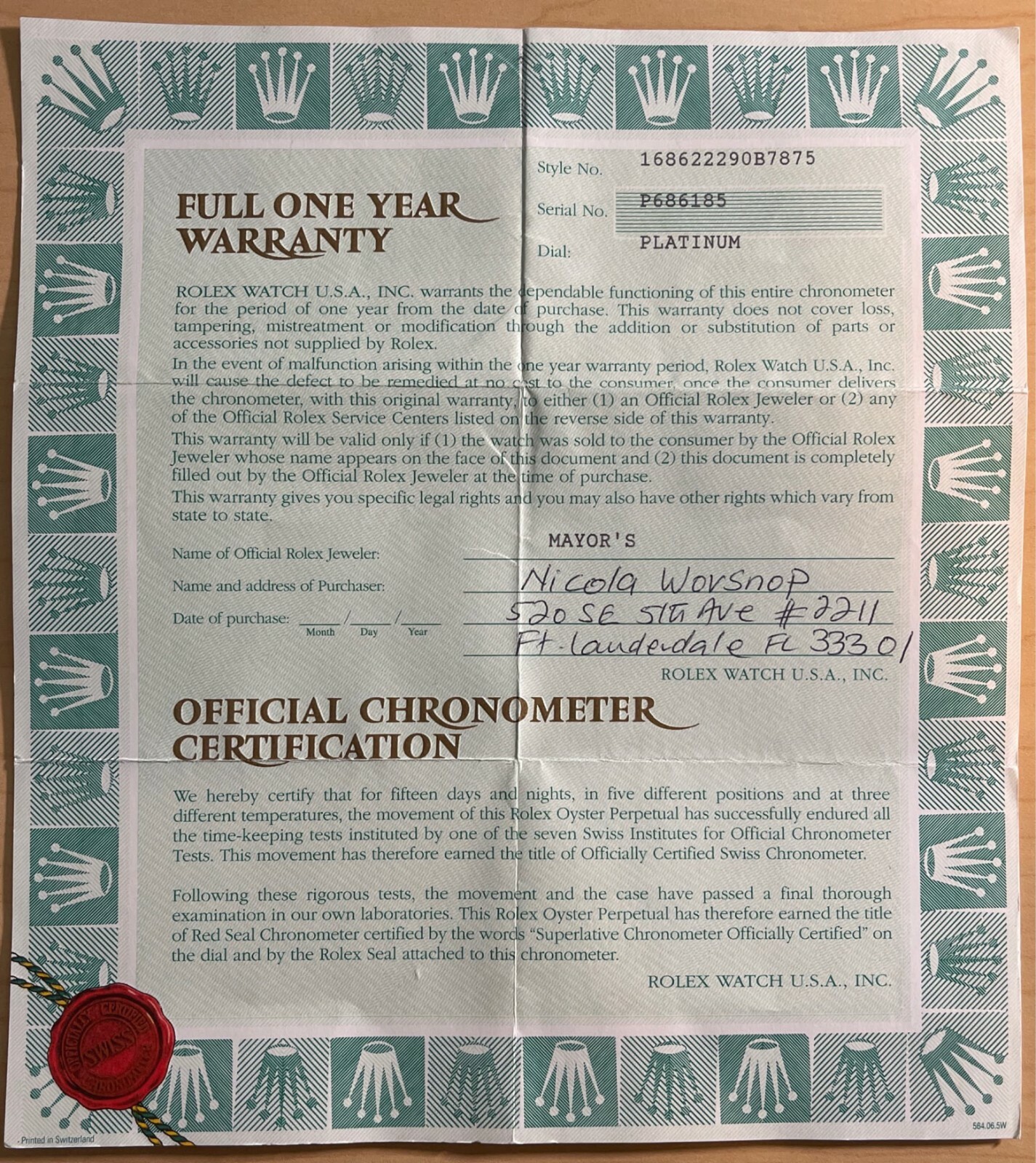 Rolex Watch Warranty & Official Chronometer Certification | eBay
