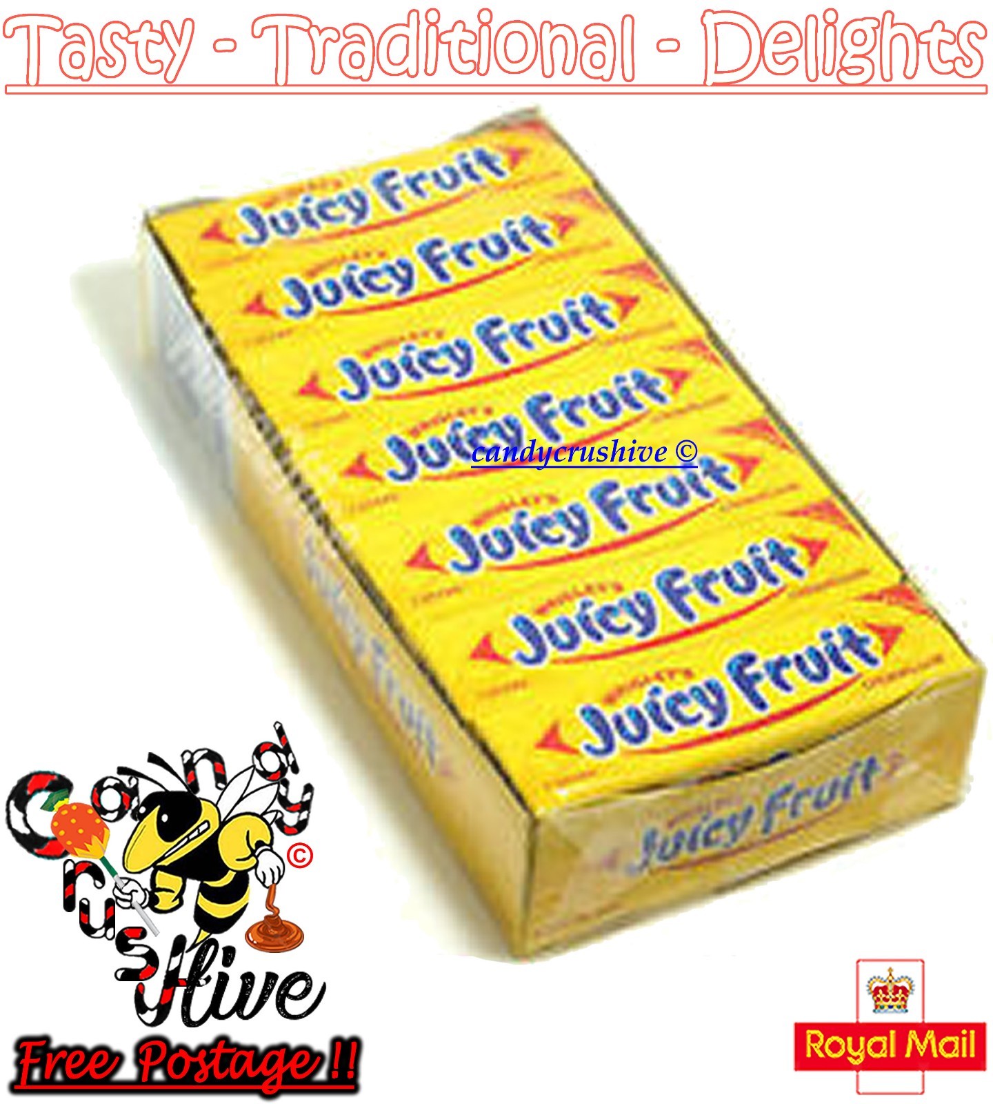 WRIGLEYS JUICY FRUIT CHEWING GUM - FULL BOX - 14 PACK - FAST P&P