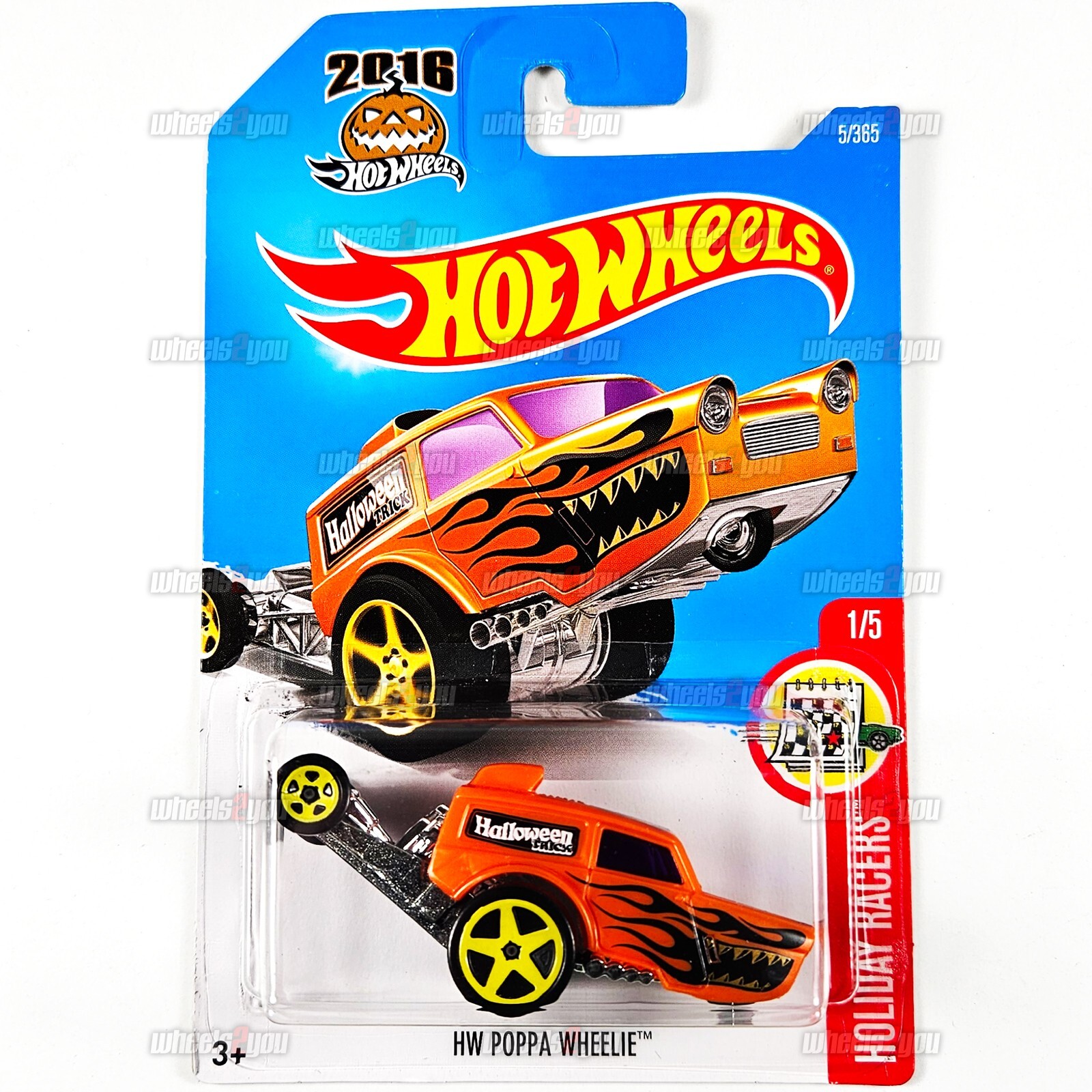 2017 Hot Wheels- HW POPPA WHEELIE #5 orange Halloween- Holiday