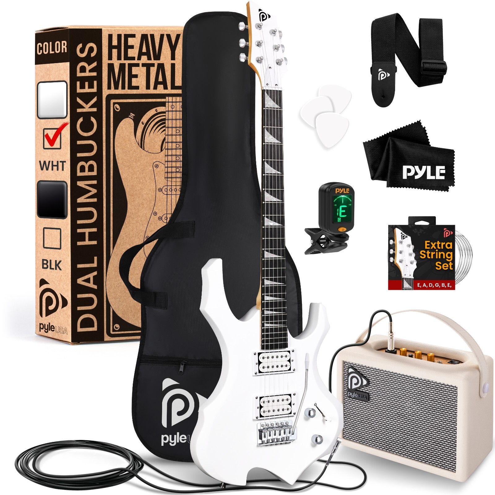 Pyle Electric Guitar Kit- Fire Shape Unique Design (Matt White) | eBay