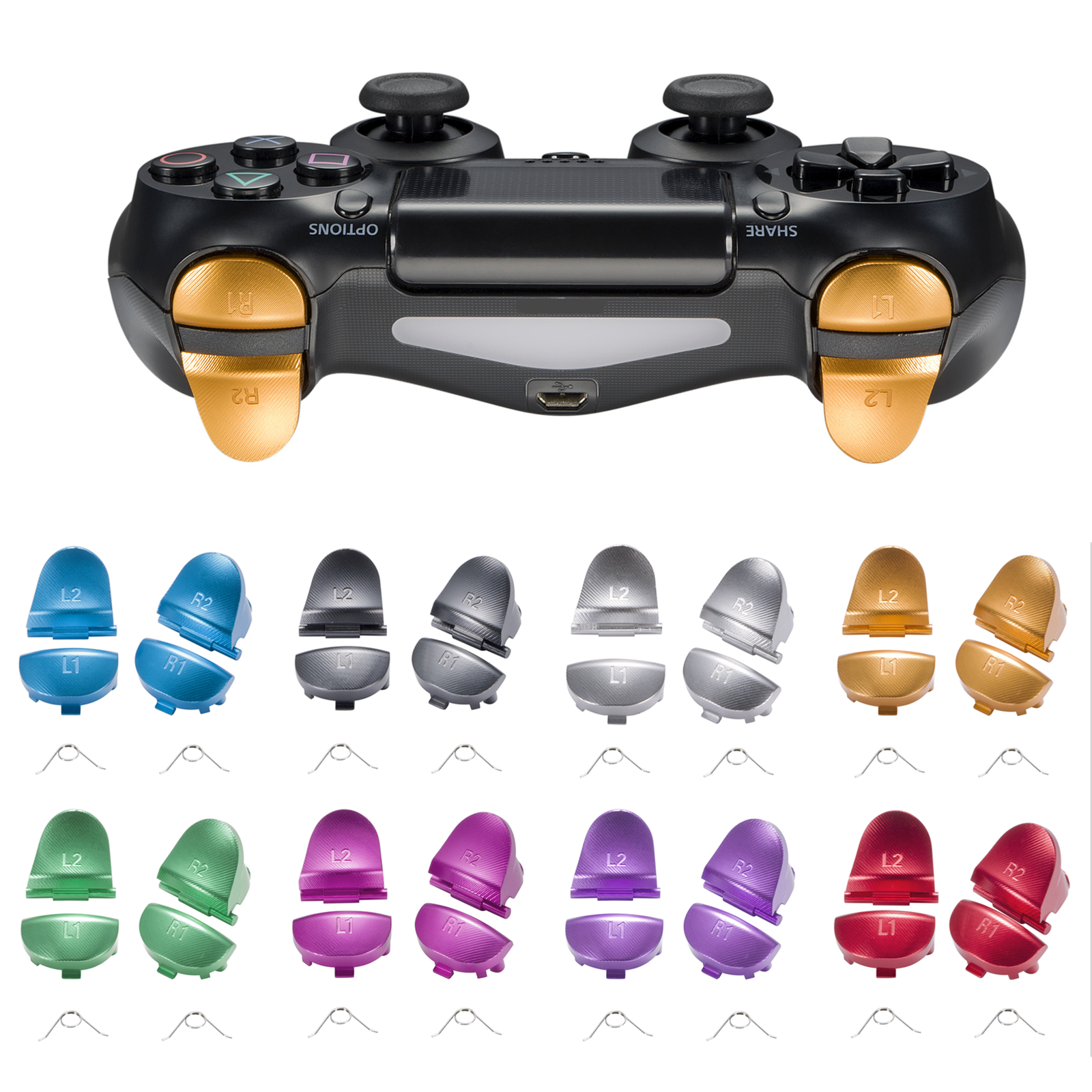 Replacement Metal Trigger Buttons for PS4 Controller L1 L2 R1 R2