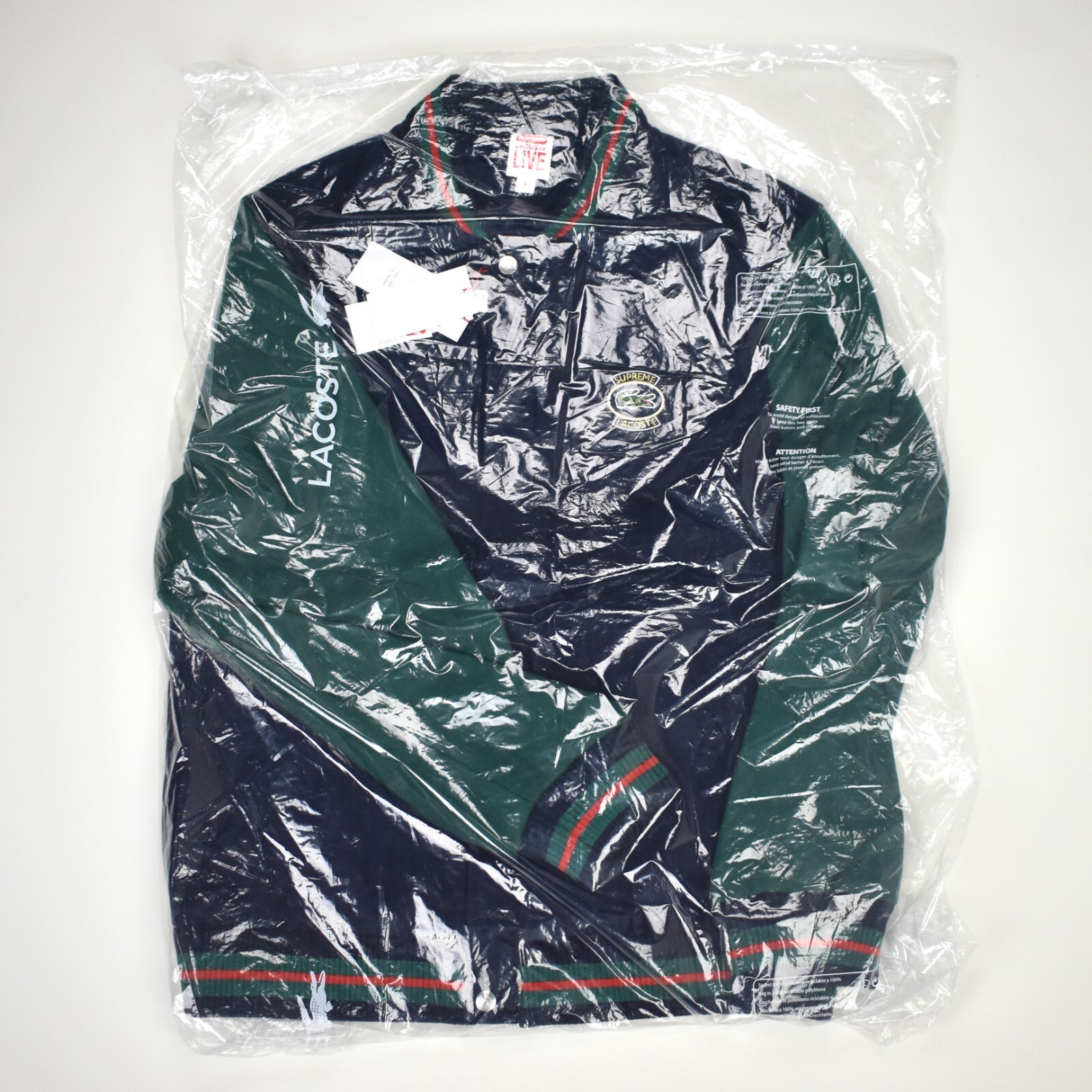 NWT Supreme Lacoste ICONIC Navy Green Wool Varsity Jacket Men's M