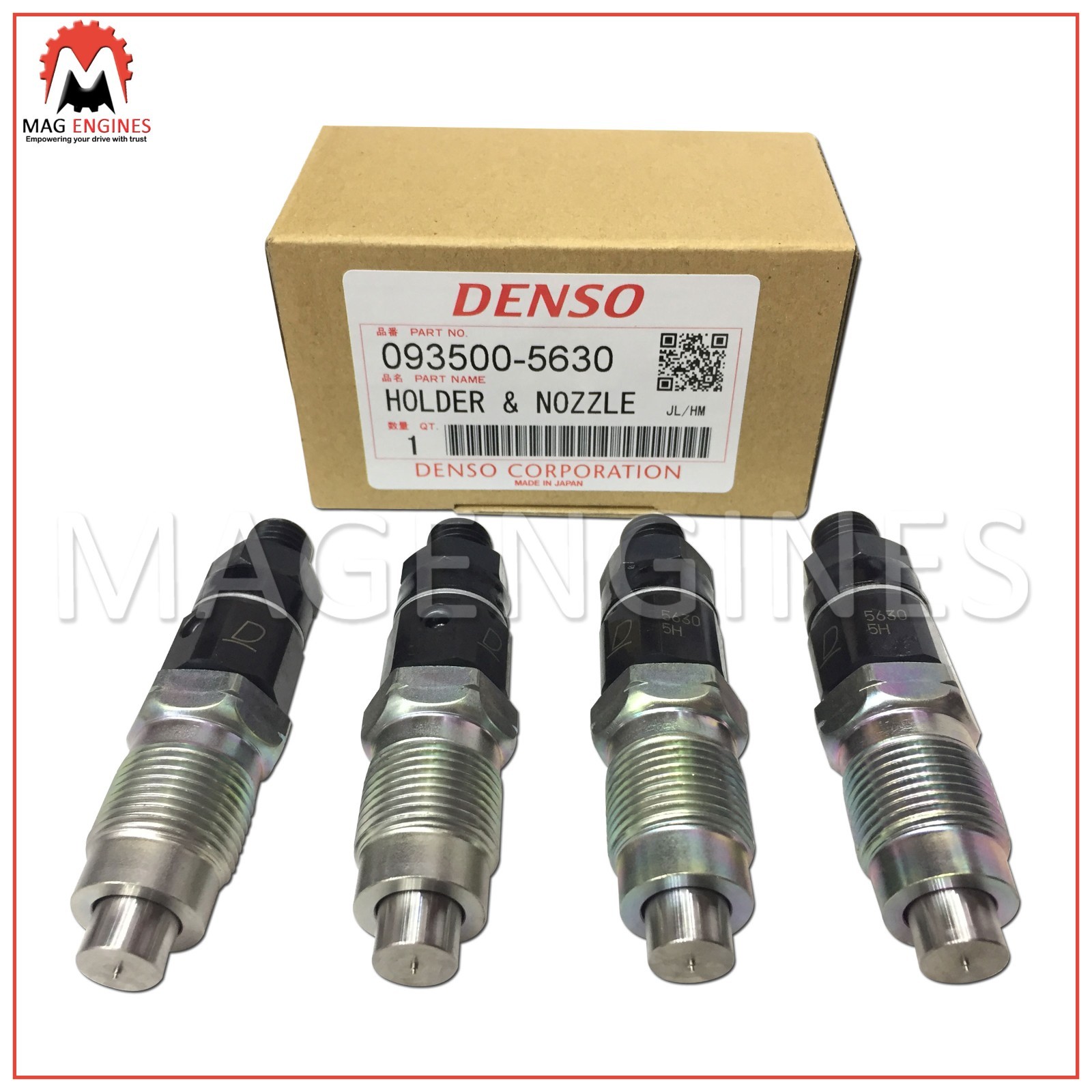 093500-5630 / 23600-69105 x4 DENSO GENUINE HOLDER & NOZZLE SET 1KZ