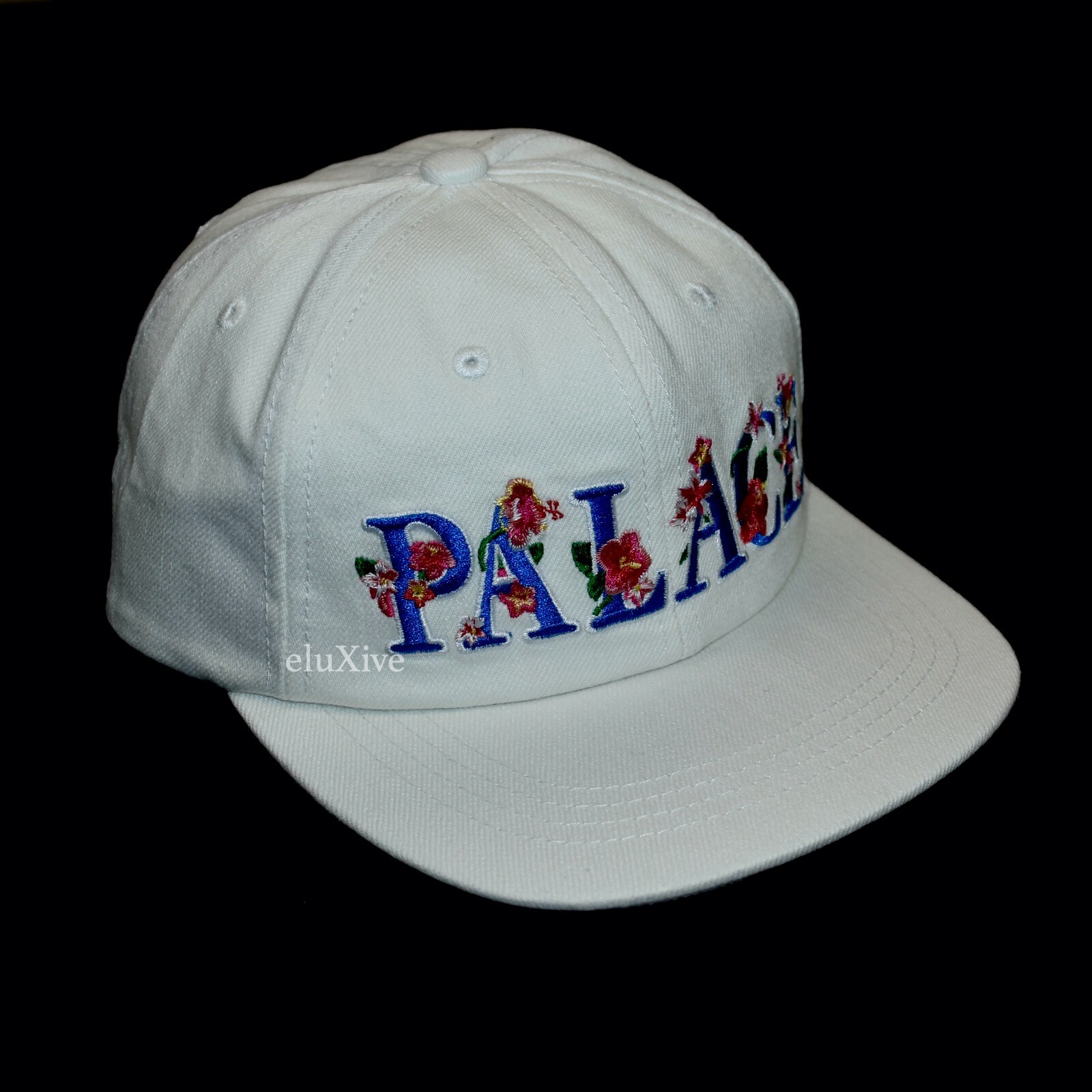 NWT Palace Skateboards Hawaii Floral Logo White Denim Hat Men's