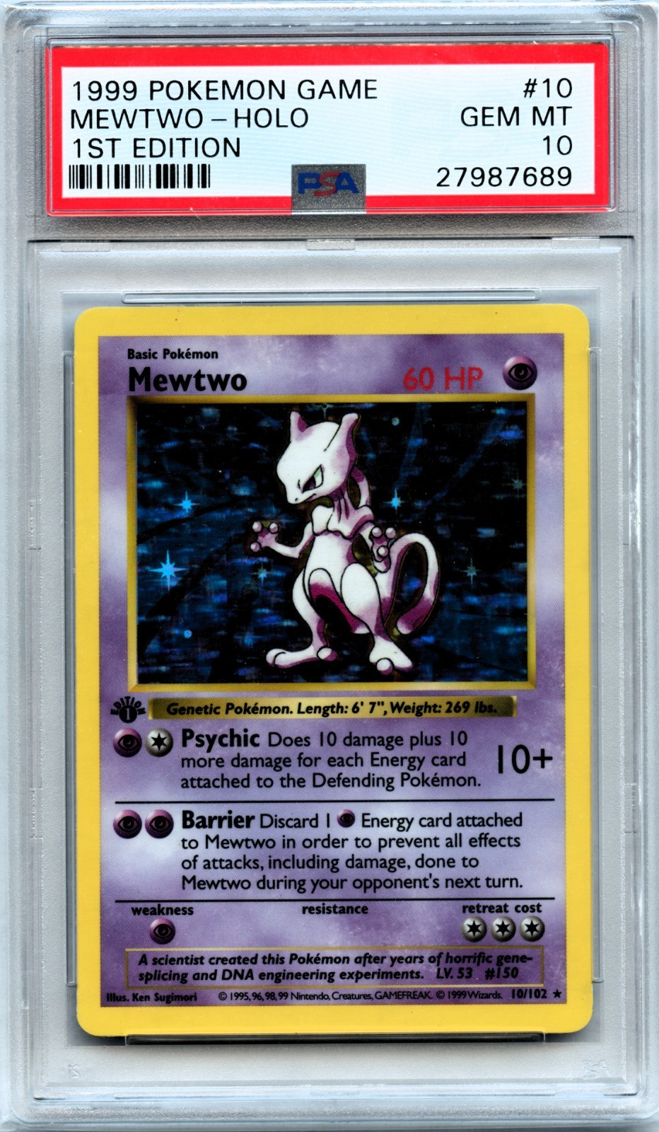 Pokemon PSA 10 Gem Mint 1st Edition Mewtwo Holo Rare 10/102 1st