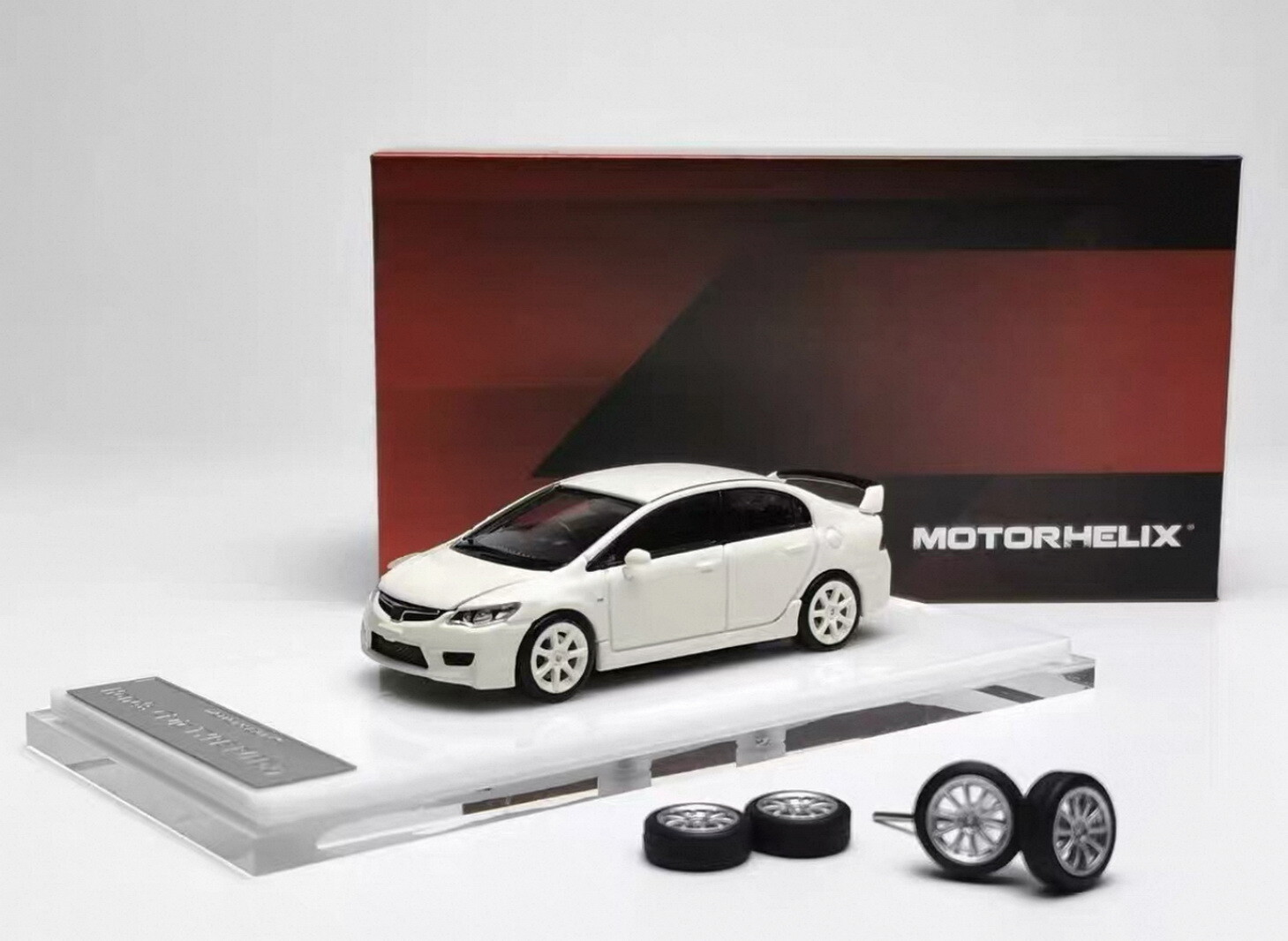 MH 1/64 Scale Honda Civic Type R FD2 White Diecast Car Model Toy