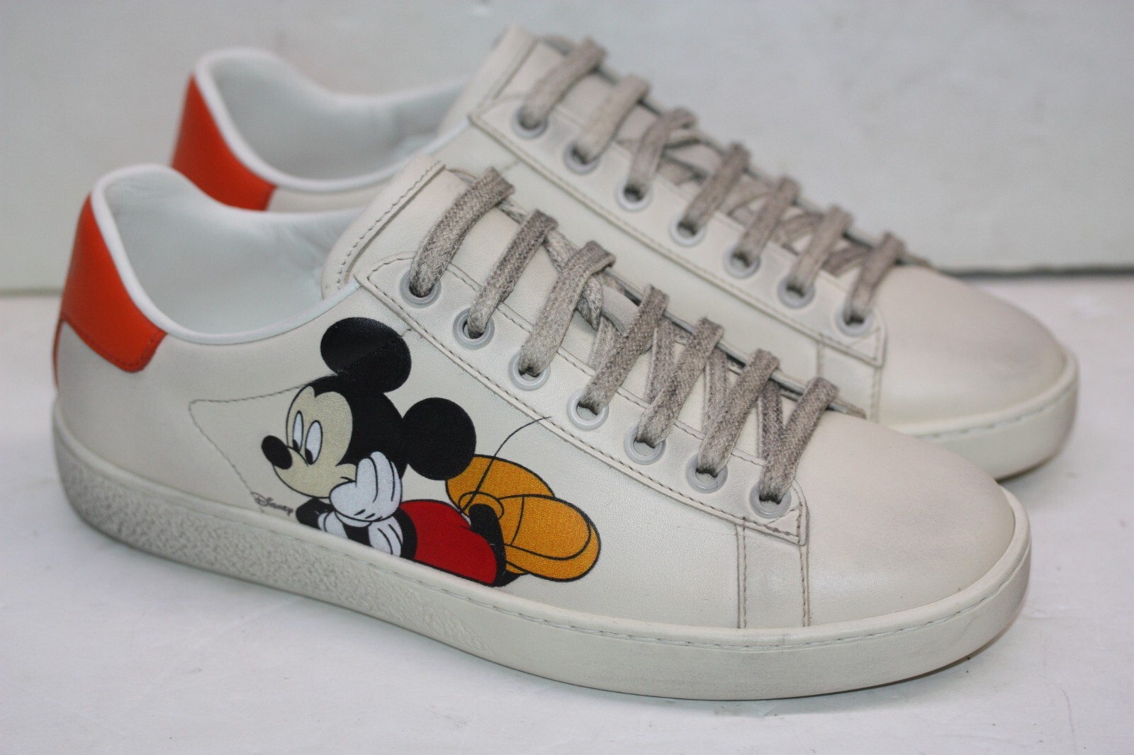 GUCCI x Disney 602129 Ivory Leather Mickey Mouse Ace Sneakers