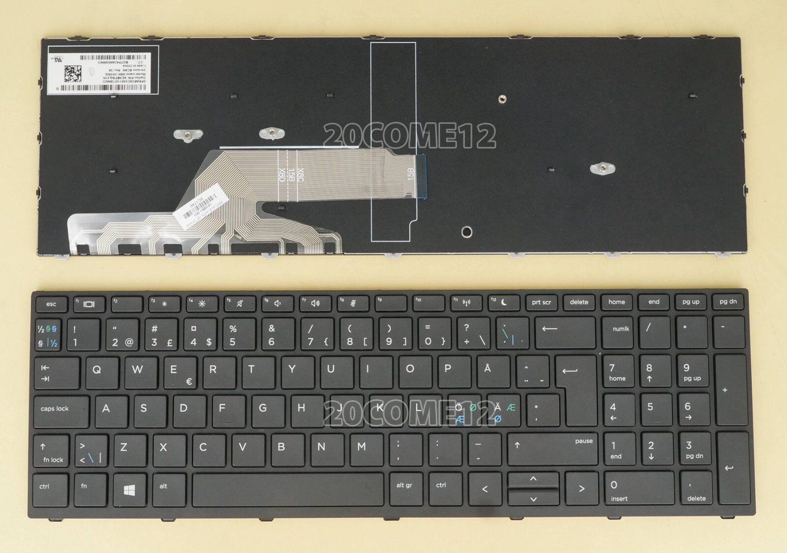For HP ProBook 450 G5 455 G5 470 G5 Keyboard No Backlit Nordic