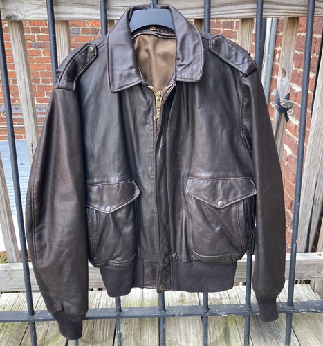 VINTAGE Schott NYC Men's Brown Leather Jacket Size 44 | eBay