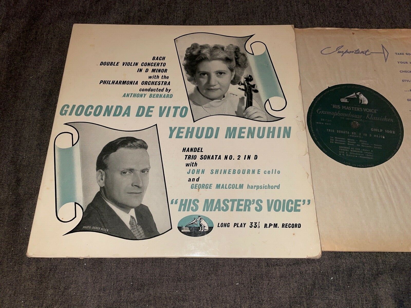 BLP 1046) ed1 Gioconda de Vito: Bach Violin cto, Handel: Trio