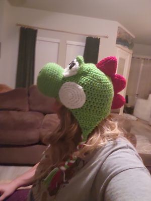 CUSTOM Boutique CROCHET BRAIDED GREEN YOSHI Hat Beanie Costume