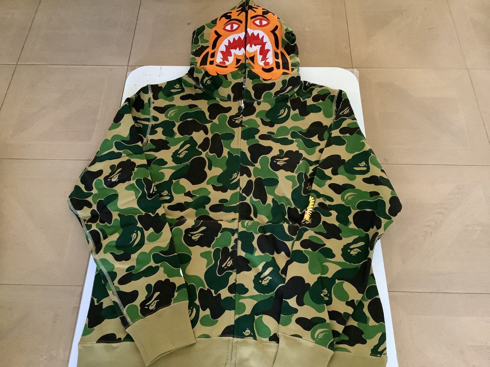Authentic a bathing ape bape abc camo tiger full zip hoodie green