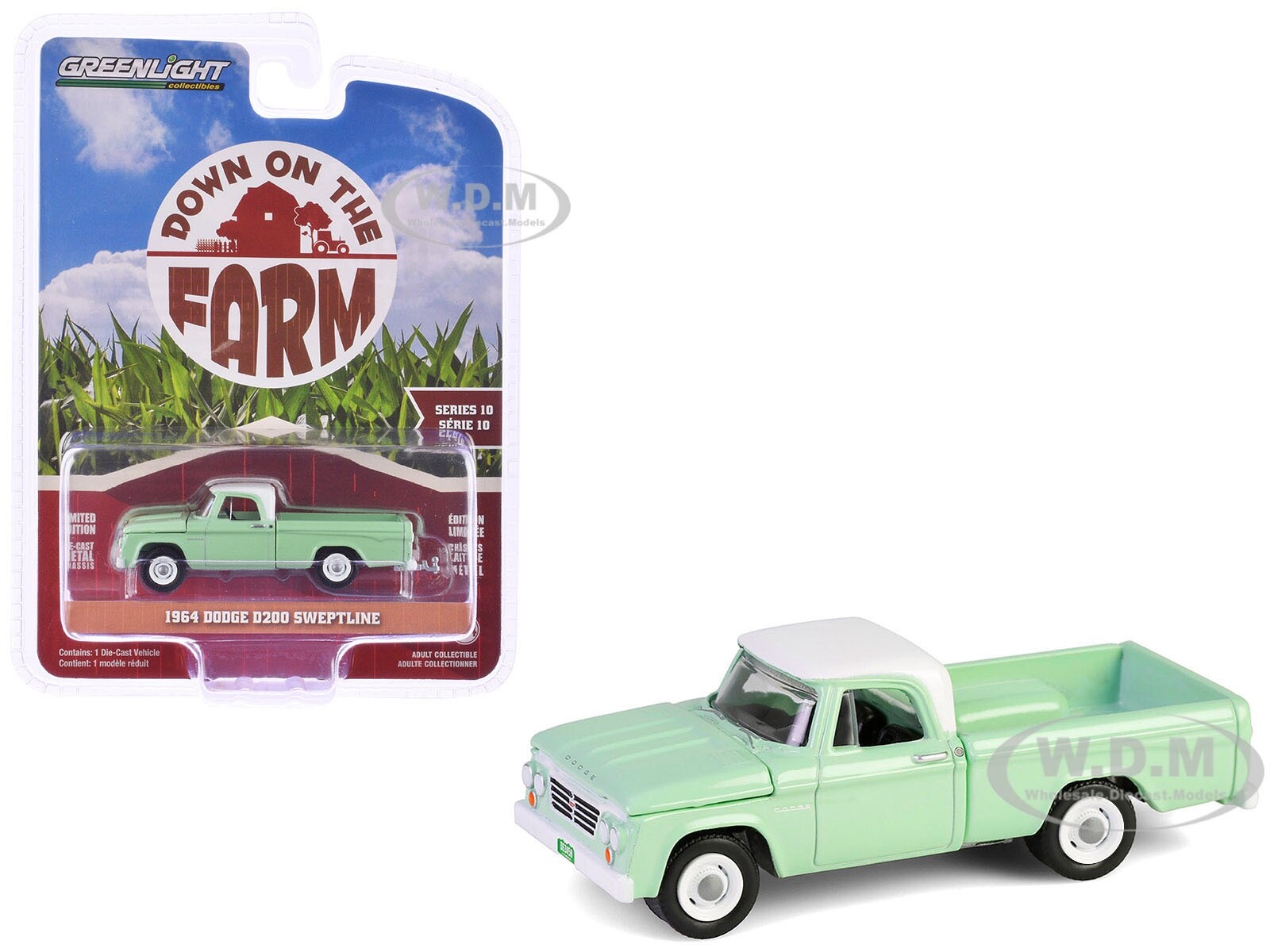 1964 DODGE D-200 SWEPTLINE PICKUP TURF GREEN 1/64 DIECAST BY
