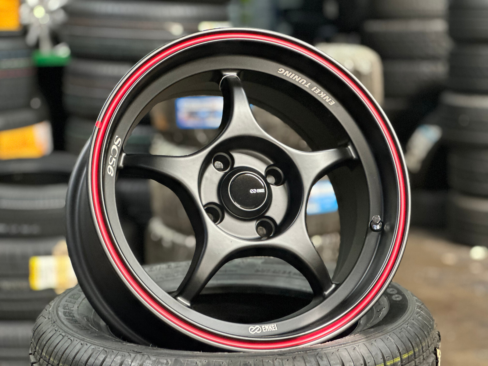 New Enkei 15x7J Enkei Tuning SC56 Black Red 4x100 ET28 Fit Honda