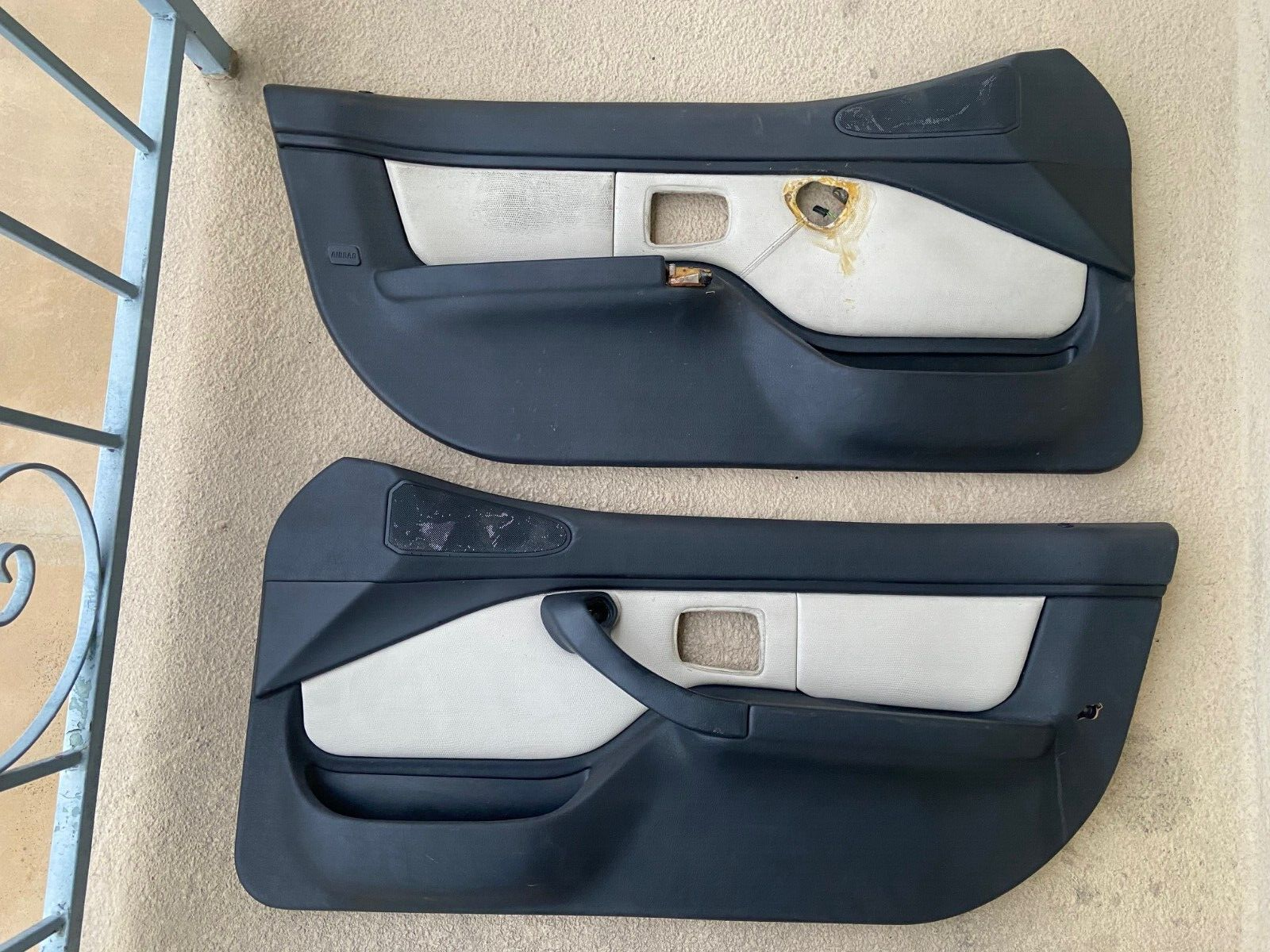 1996-2000 BMW Z3 Roadster Black and White Leather Door Panels