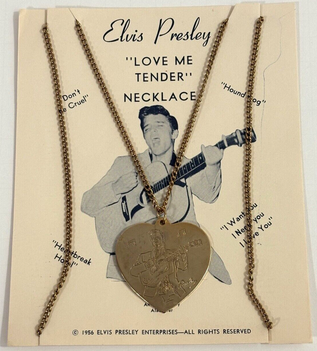 ELVIS PRESLEY ORIGINAL 1956 NECKLACE WITH ENGRAVED HEART ON FRONT