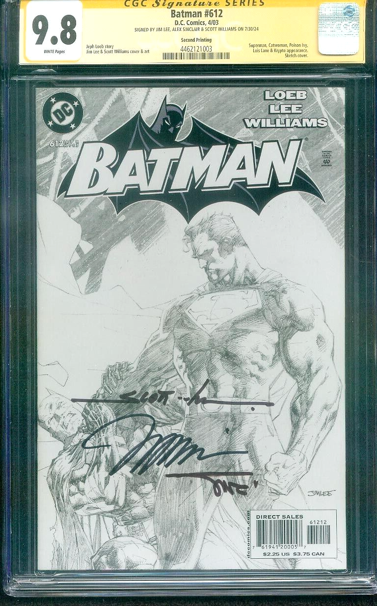 Batman 612 CGC 3XSS 9.8 Williams Sinclair Jim Lee 2nd Print Sketch