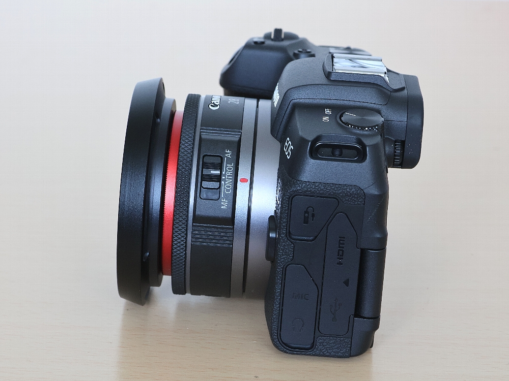 Canon RF 28mm F2.8 レンズへのフード取付lシューカバー・カメラ用品