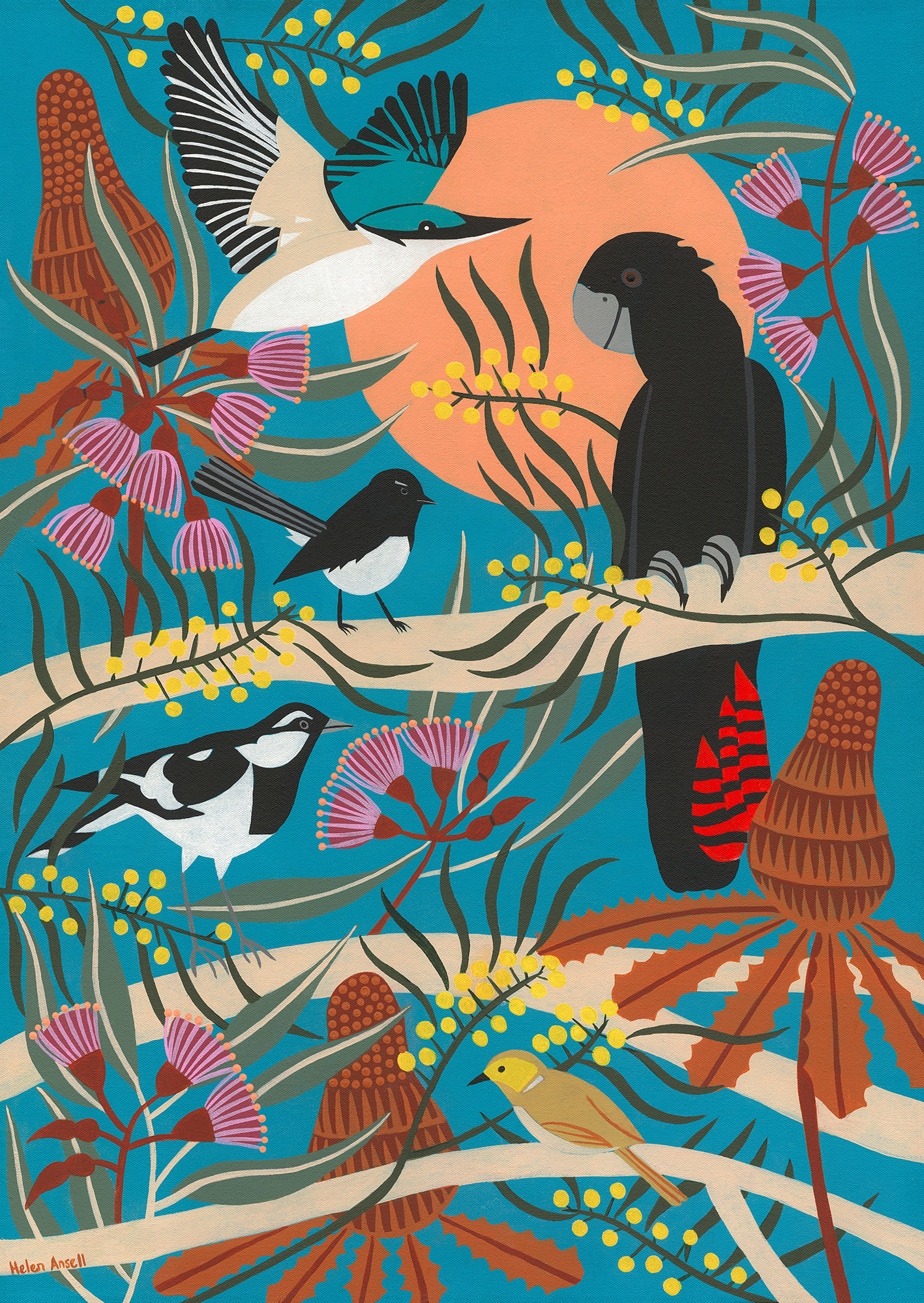 Birds of The Midwest Rectangle Canvas Print - Helen Ansell Art