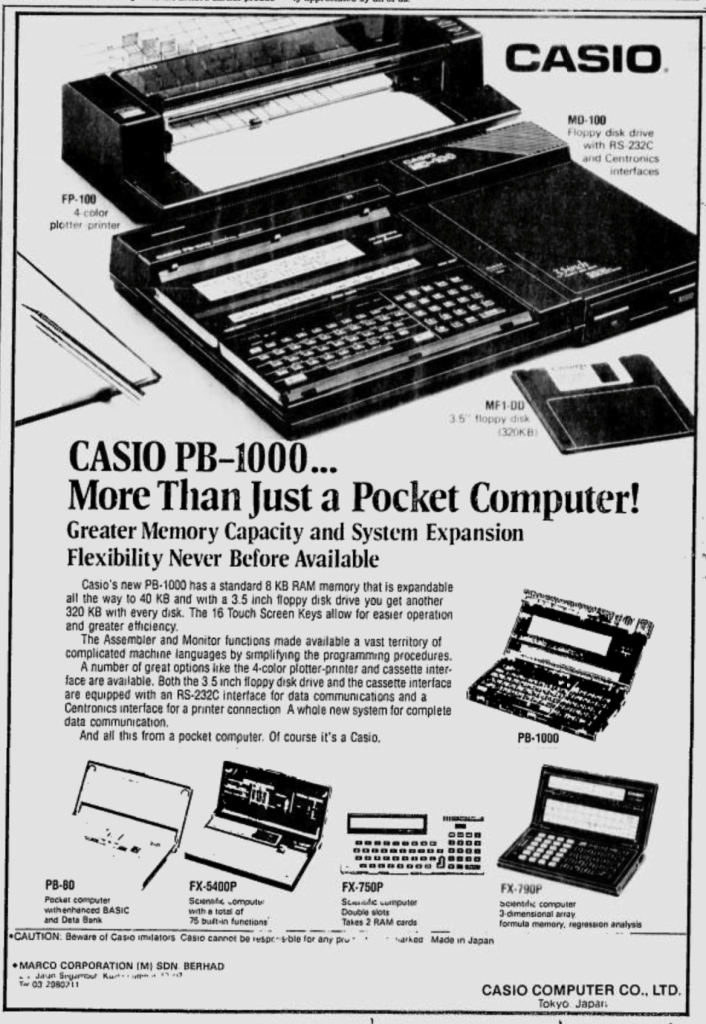 Casio PB-1000 Personal Computer