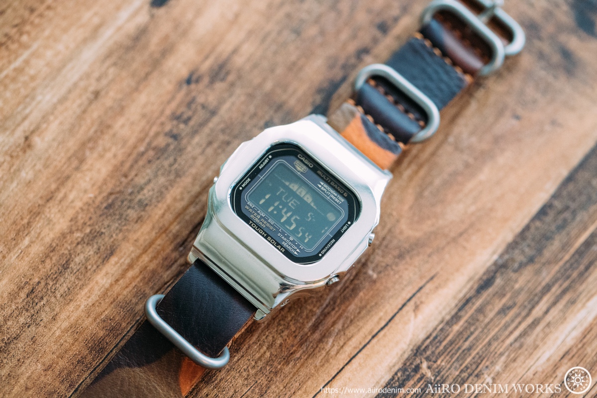 Gショック＋シルバー925＋ブッテロレザーのカスタム経年変化の様子