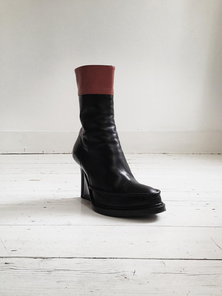 Ann Demeulemeester black slit wedge boots (38.5) — fall 2010