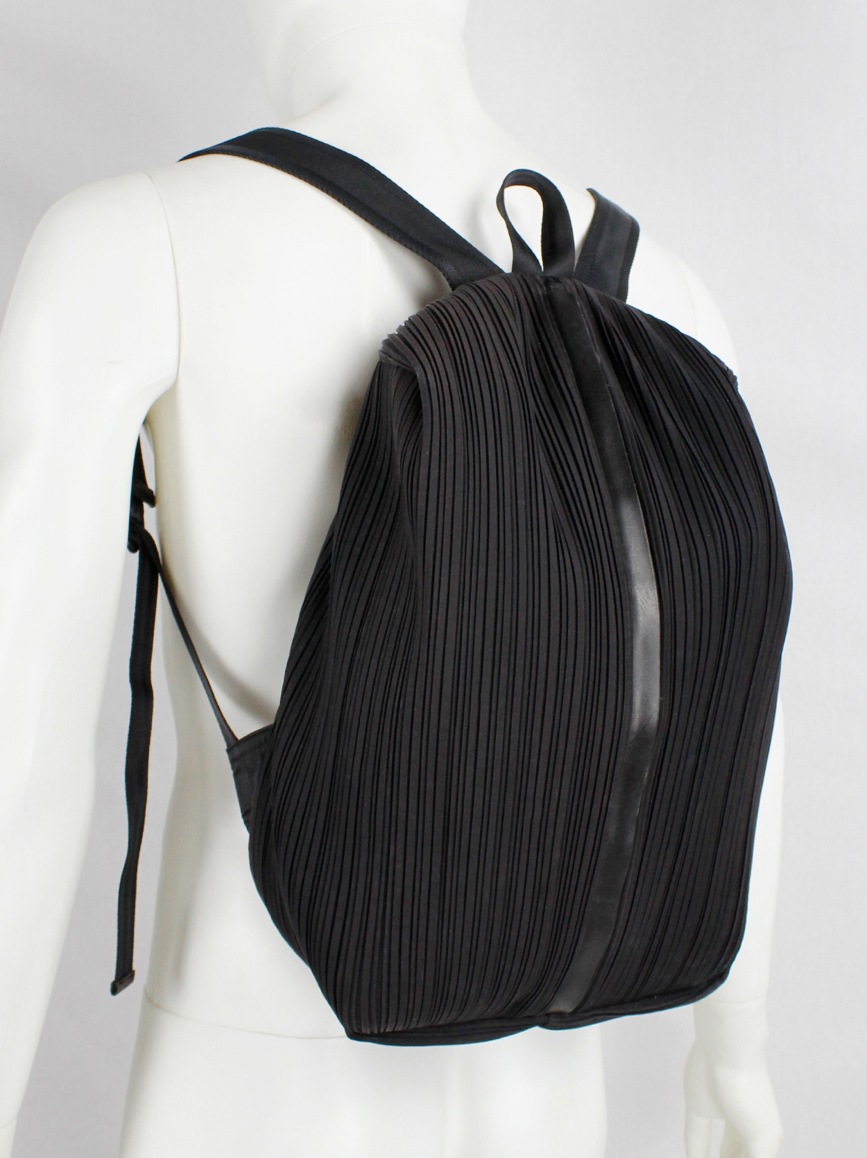 Issey Miyake Pleats Please dark eggplant backpack with fine pleats