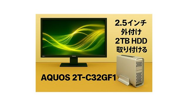 シャープのGoogle TV（AQUOS 2T-C32GF1）に、東芝の2.5インチHDD 2TBを