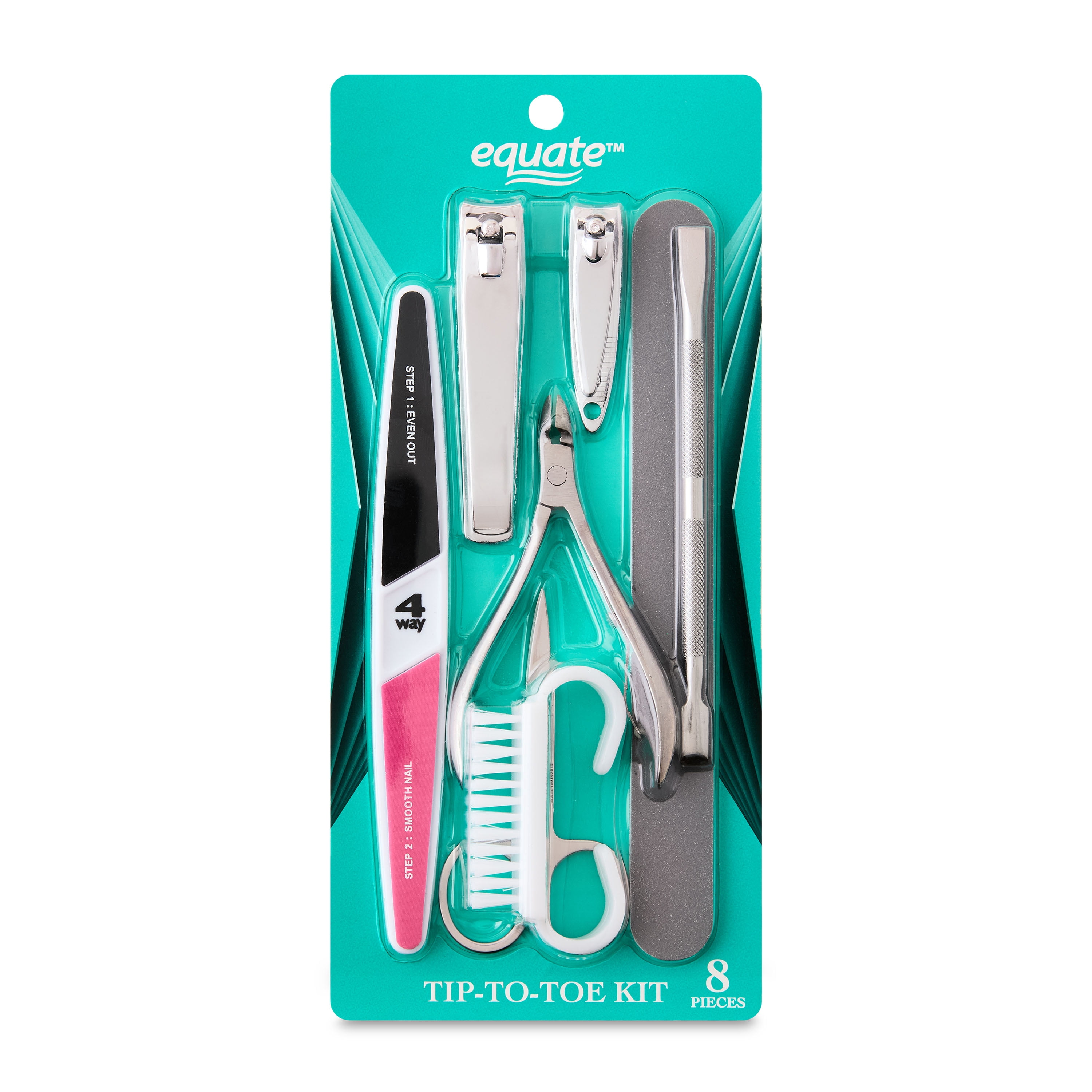 Equate Tip-to-Toe Kit Pedicure Set 8 Pieces, Complete Nail Care