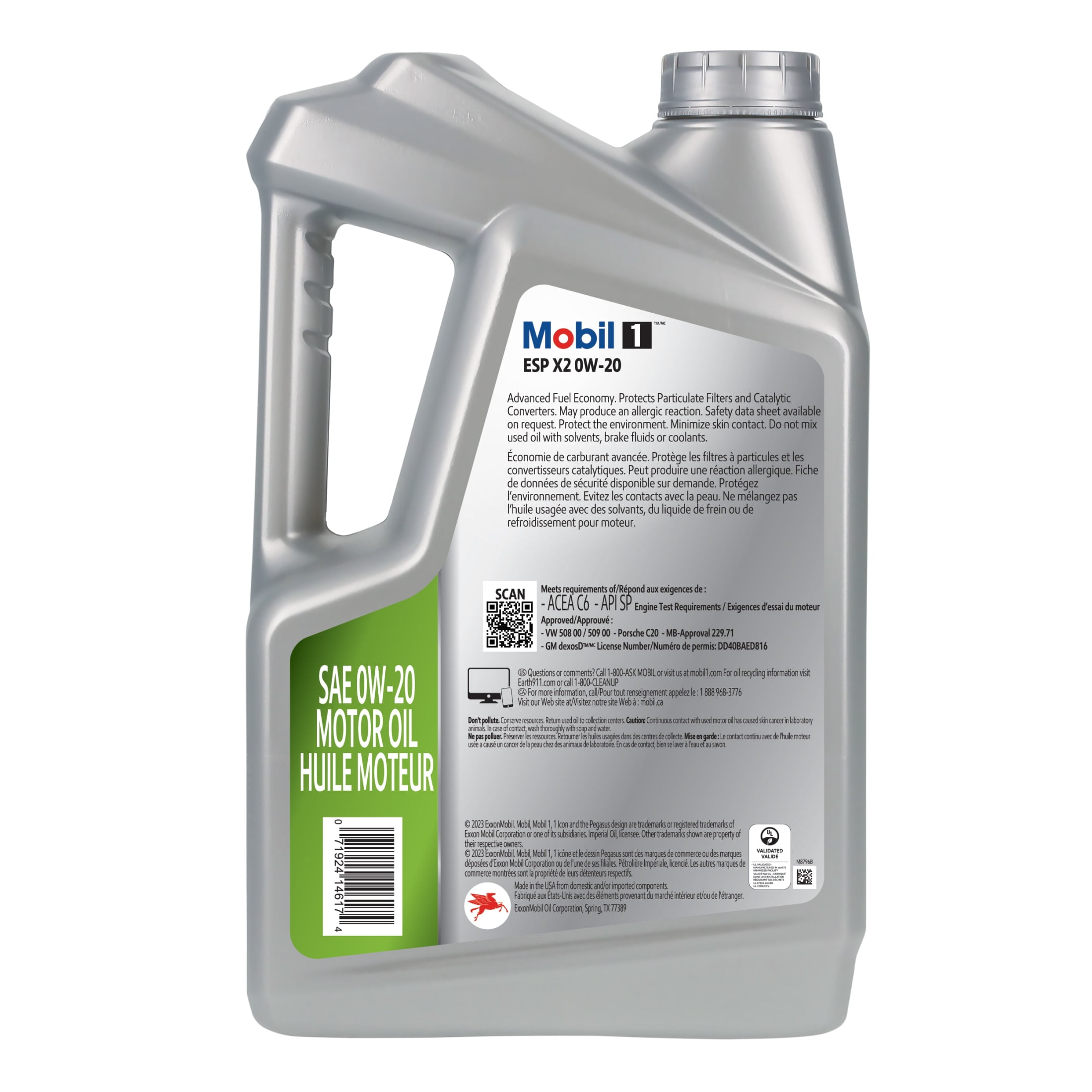 Mobil 1 ESP X2 Full Synthetic Motor Oil 0W-20, 5 Quart - Walmart.com
