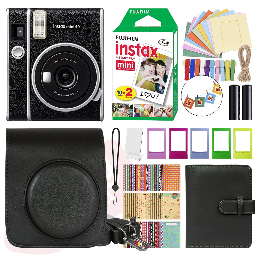 Fujifilm INSTAX Mini 40 Instant Film Camera Black + 20 Film Deluxe
