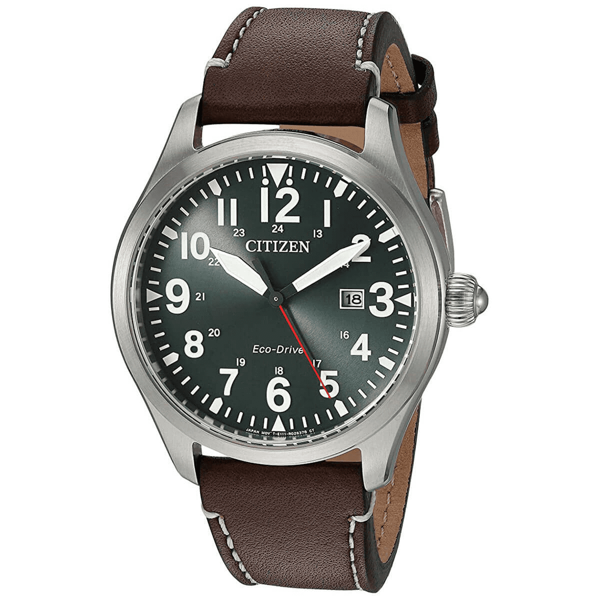 Citizen Men's Chandler Eco-Drive Watch, Green Dial, Brown Leather