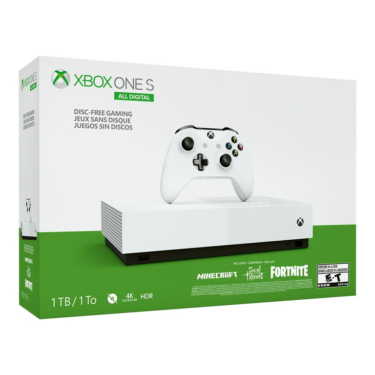 Microsoft Xbox One S 1TB All Digital Edition 3 Game Bundle, Disc