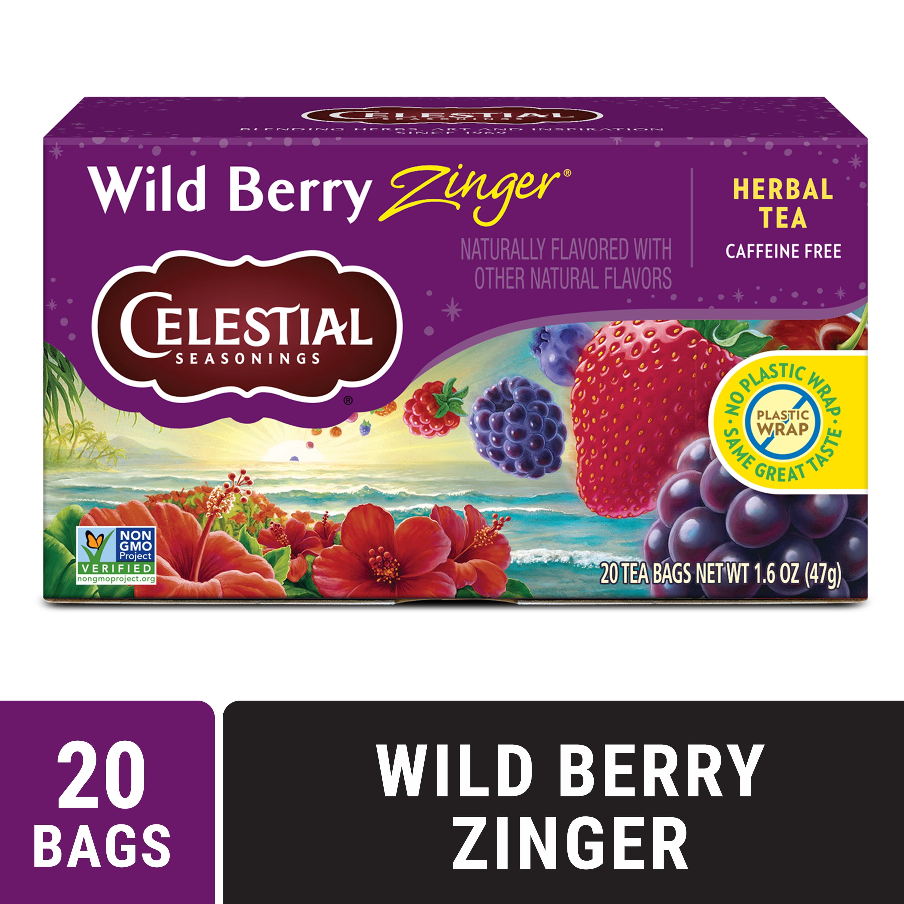 Celestial Seasonings Wild Berry Zinger Herbal Tea Bags 20 Count
