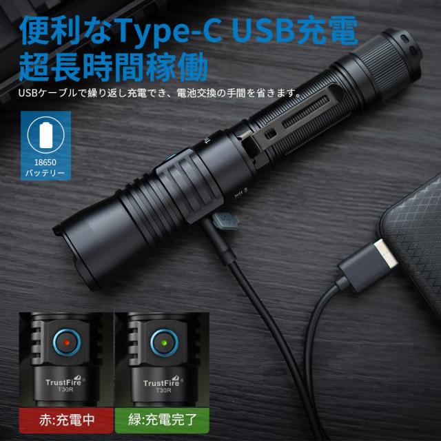 Trustfire 懐中電灯 充電式 軍用 最強 460ルーメン 超強遠射1100m LED