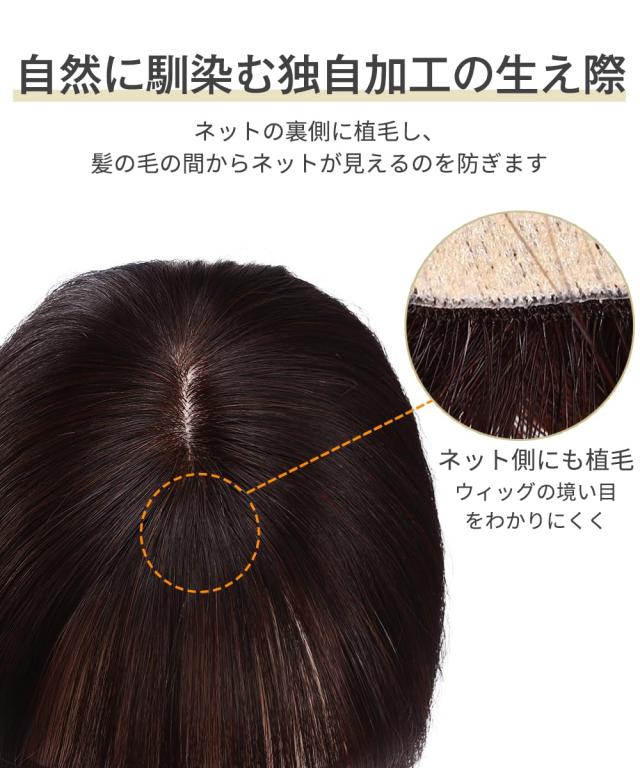 HIYE 部分ウィッグ 人毛100％ リアル 人工皮膚 自然 軽量 増毛