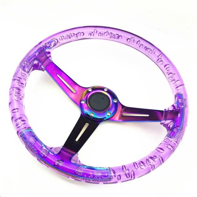 透明ステアリングホイールレッドパープルアクリルステアリングホイール