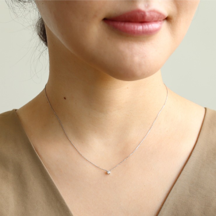 鑑定書付 【H/SI-2/Excellent】プラチナ 一粒 ダイヤモンド ネックレス