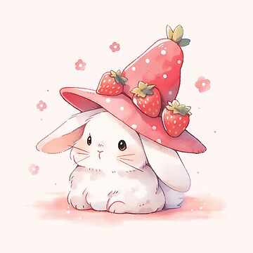 Cute Bunny In Strawberry Hat