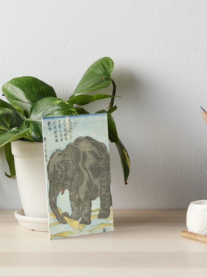 Large Elephant Vintage Japanese Print by Utagawa Yoshikazu, 1863