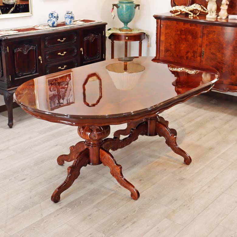 イタリア ダイニングテーブル 180cm幅 6人用 象嵌 – 輸入家具の